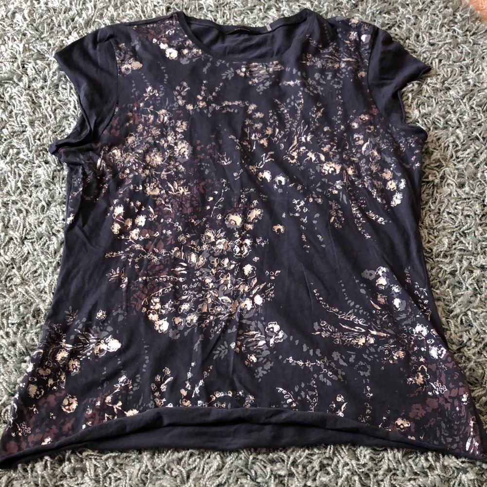 Elie Tahari Metallic Floral Printed Top